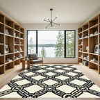 Industrial Gray Chain Link Grid Rug