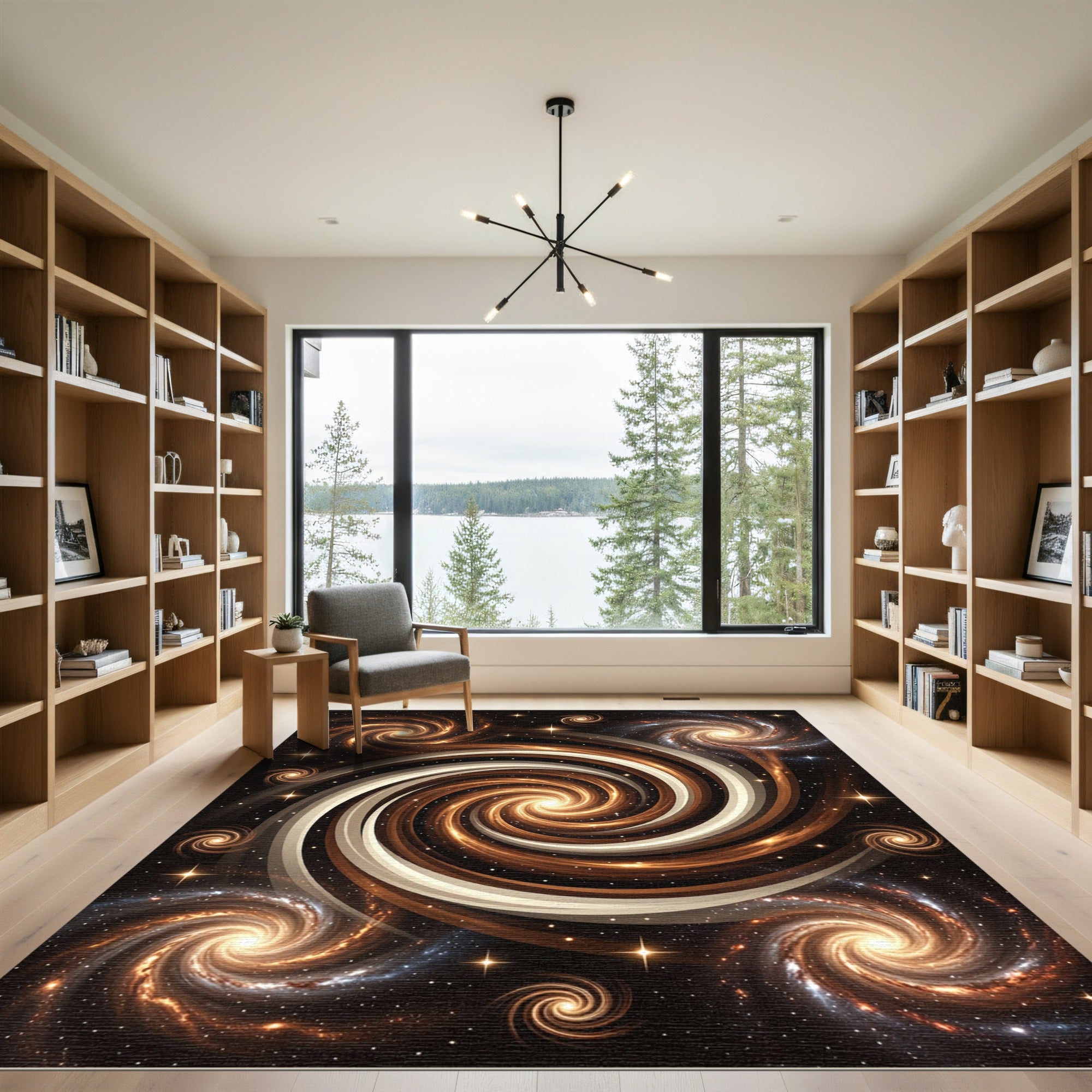 Golden Celestial Spiral Galactic Vortex Rug
