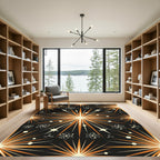 Mid-Century Atomic Starburst Black Ochre Rug