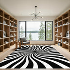 Monochrome Black and White Swirl Rug