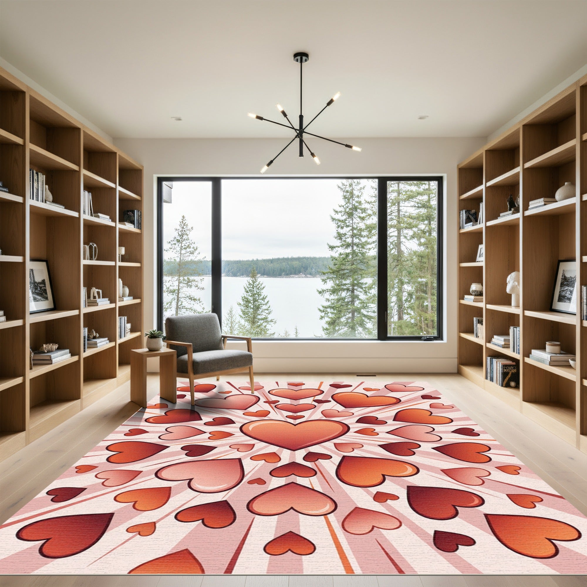 Vibrant Red Heart Burst Radiance Rug