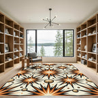 Retro Midcentury Starburst Copper Spheres Rug