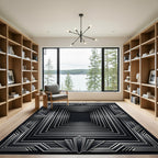 Art Deco Sterling Geometric Frame Rug