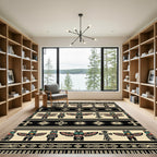 Black and Cream Totem Striped Art Rug