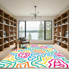 Colorful Abstract Line Art Rug