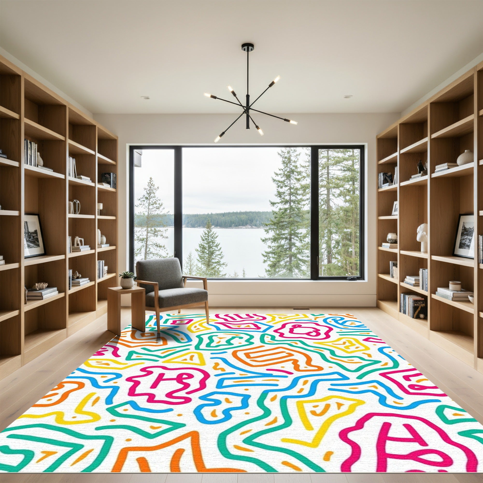 Colorful Abstract Line Art Rug