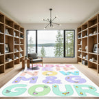Pastel Alphabet Garden Friends Rug