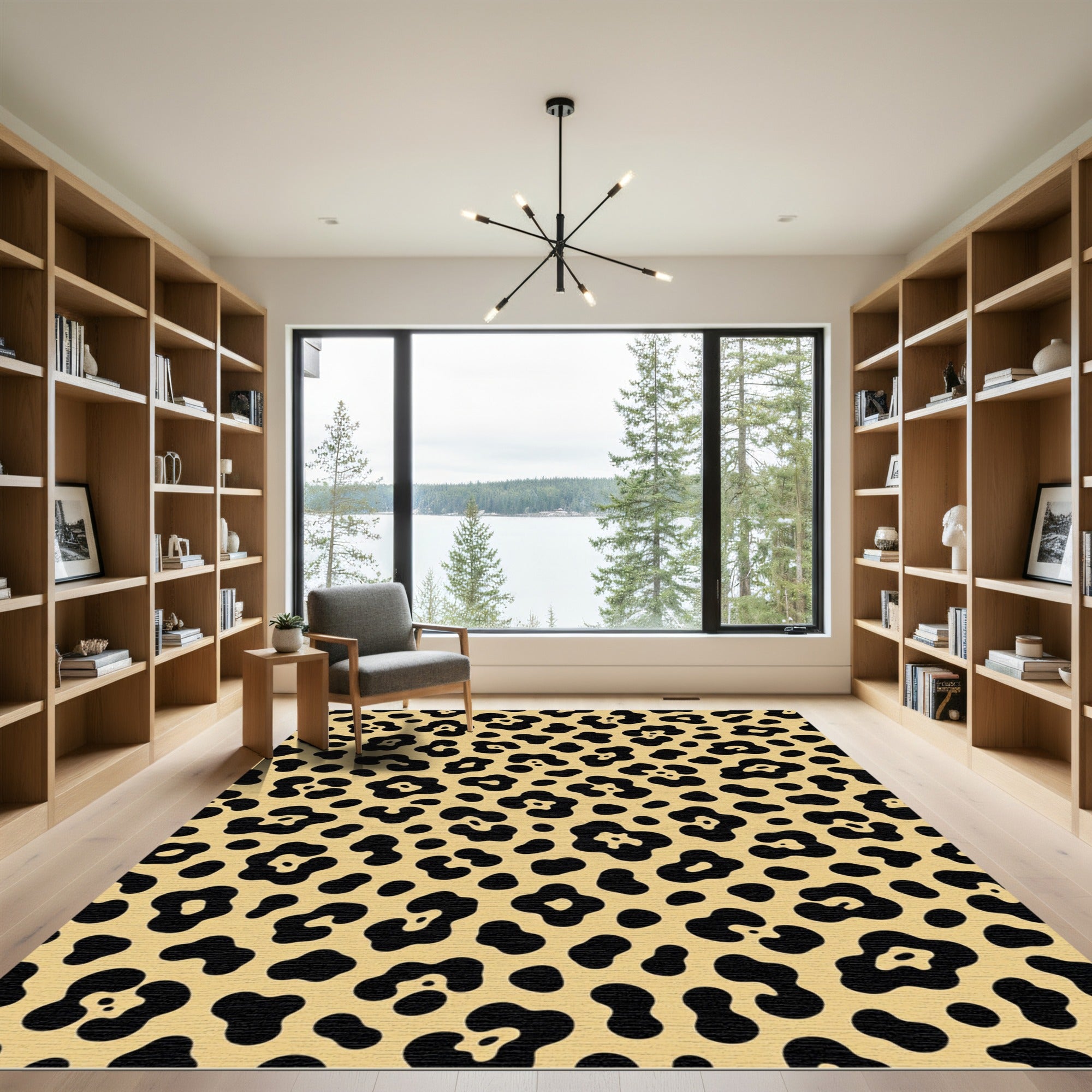 Bold Gold Black Animal Print Scatter Rug