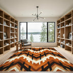 Earthy Terracotta Chevron Geometric Abstract Rug