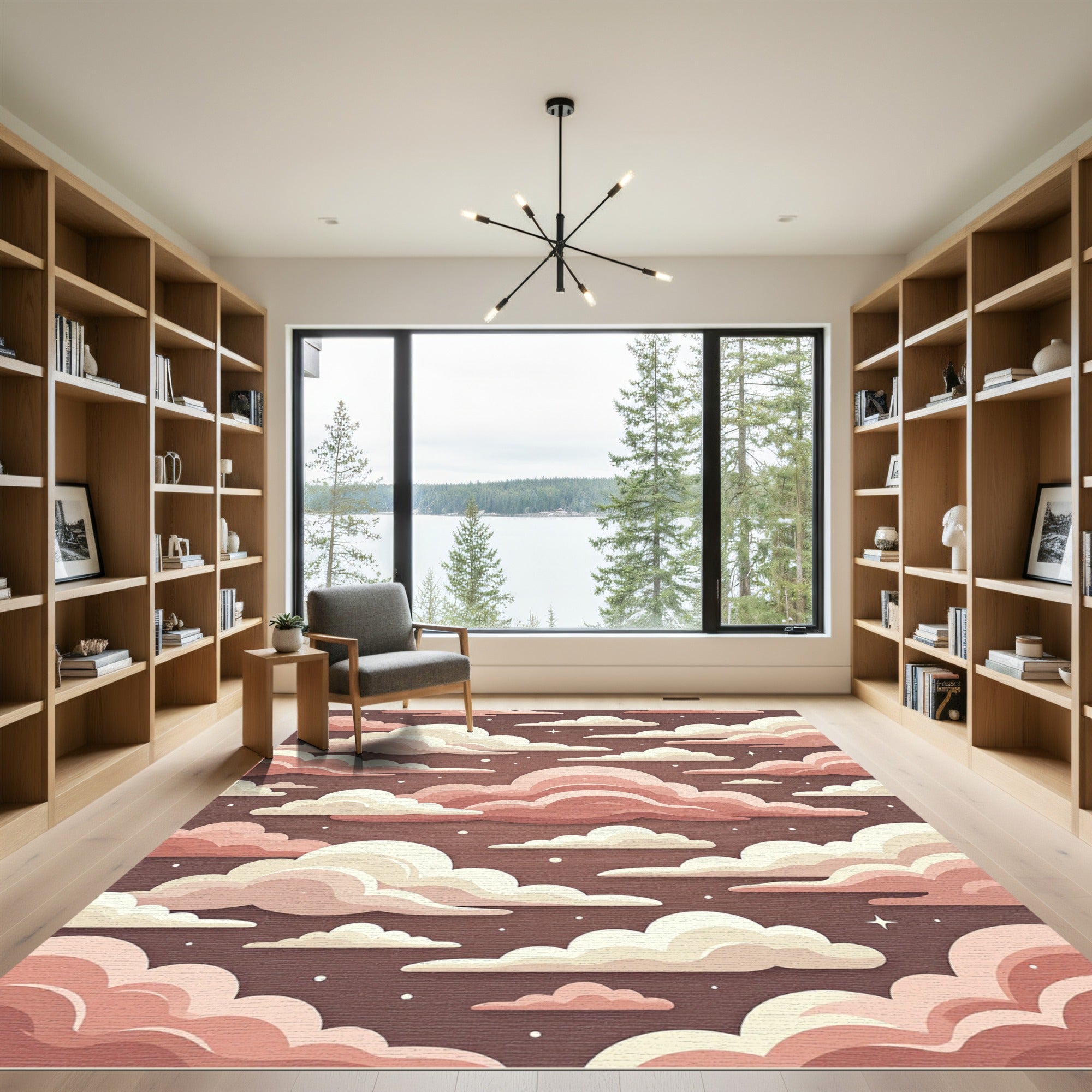 Dreamy Pastel Pink Cloud Sky Rug