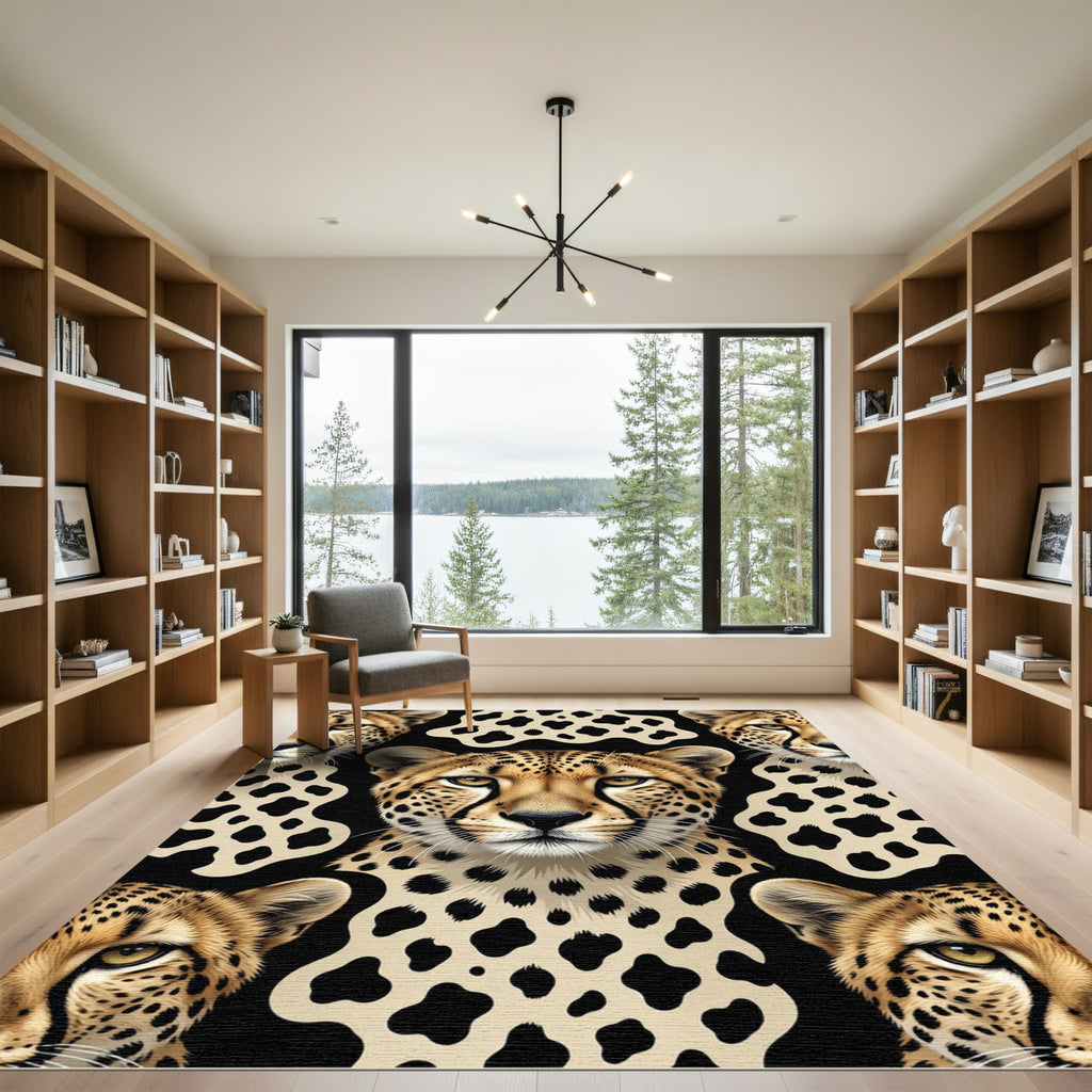 Bold Cheetah Spots Black Cream Rug