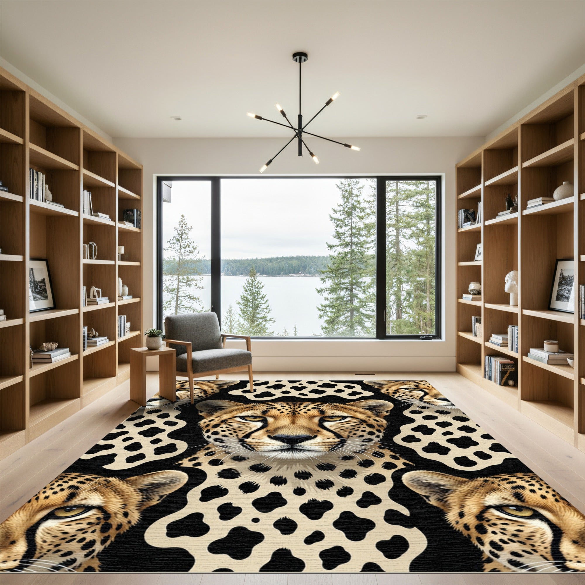 Bold Cheetah Spots Black Cream Rug