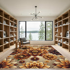 Golden Dahlia Floral Botanical Tapestry Rug