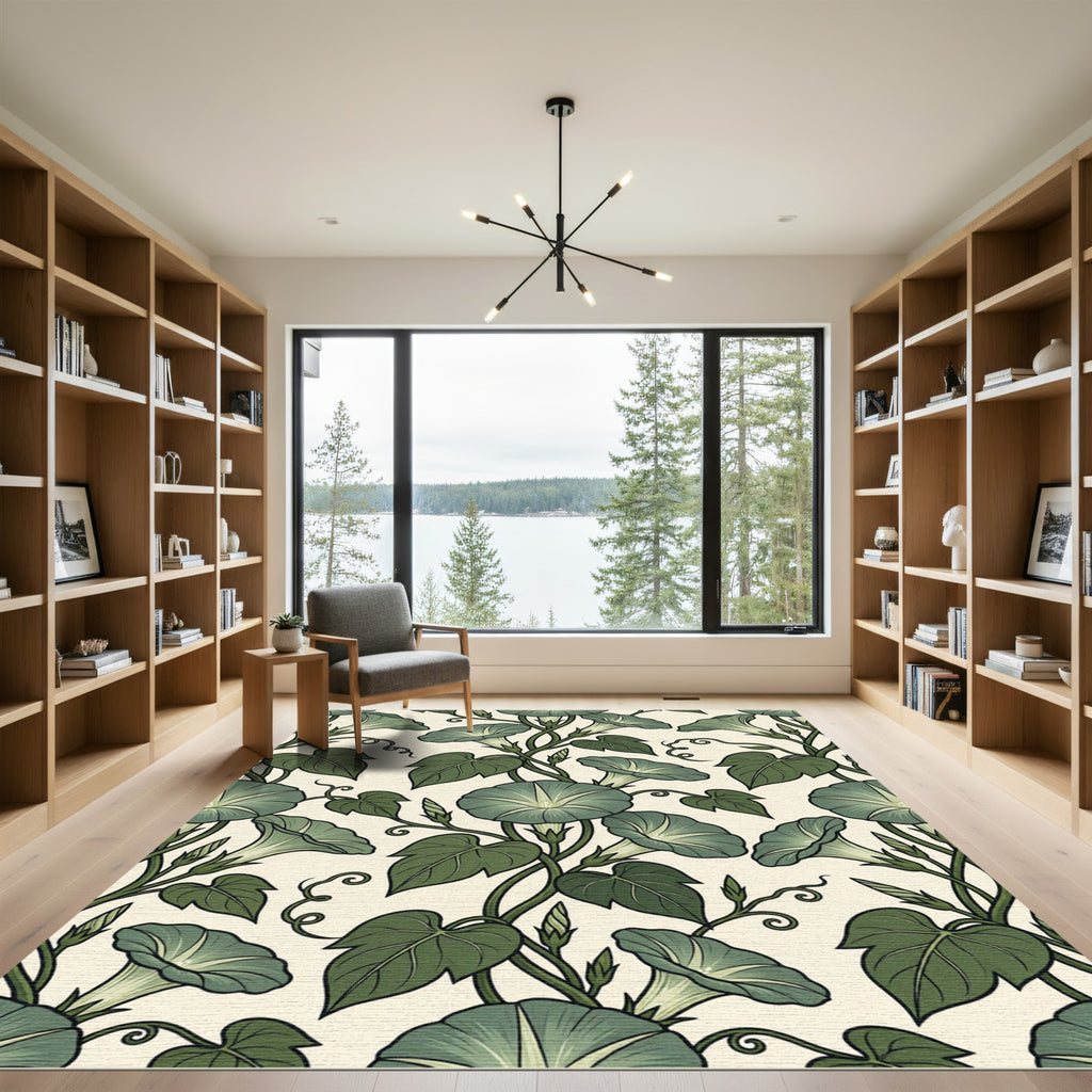 Botanical Morning Glory Sage Floral Rug