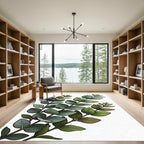 Earthy Green Eucalyptus Botanical Branch Rug