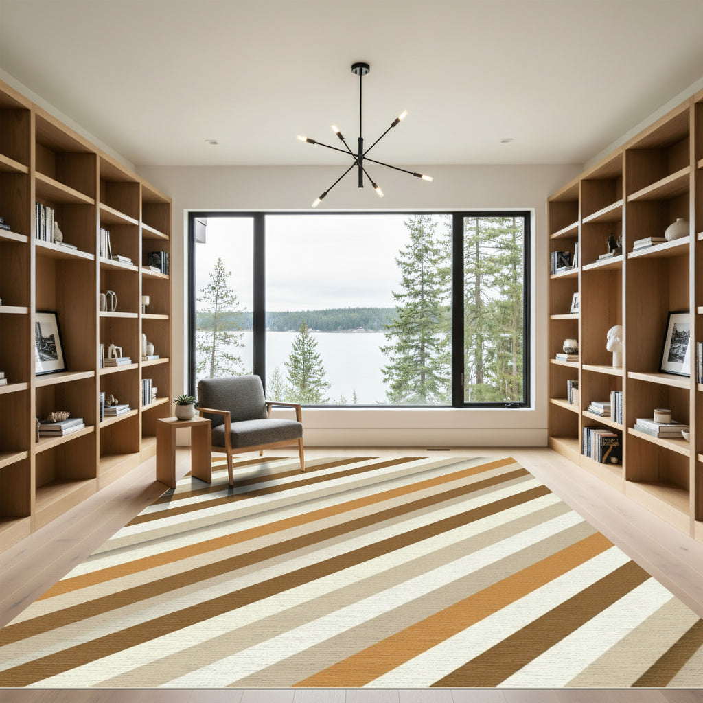 Modern Earthy Tone Diagonal Stripe Rug
