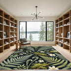 Botanical Moss Fern White Wildflower Rug