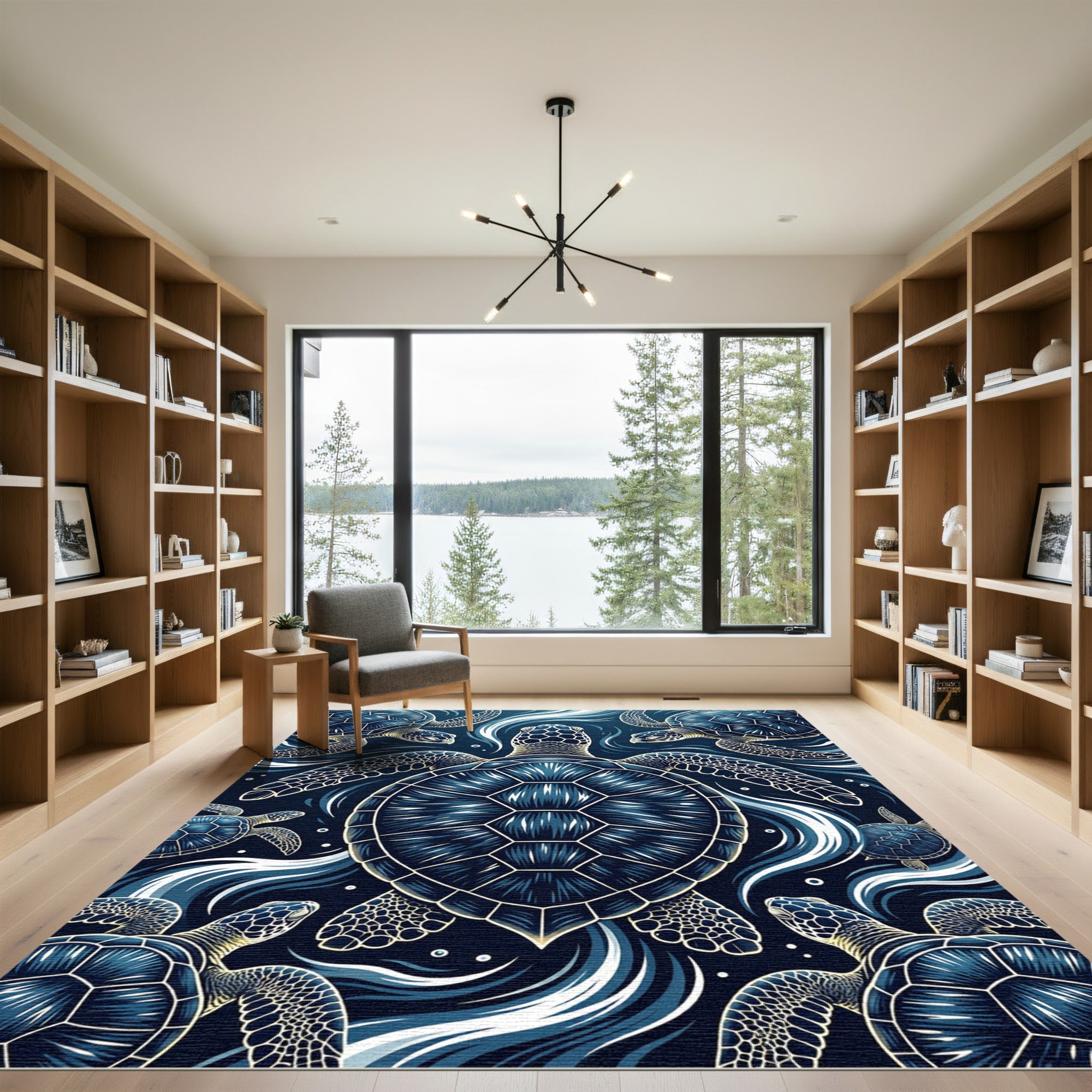 Deep Ocean Sea Turtle Swirl Rug