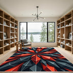 Sharp Ruby Geometric Radiant Star Rug