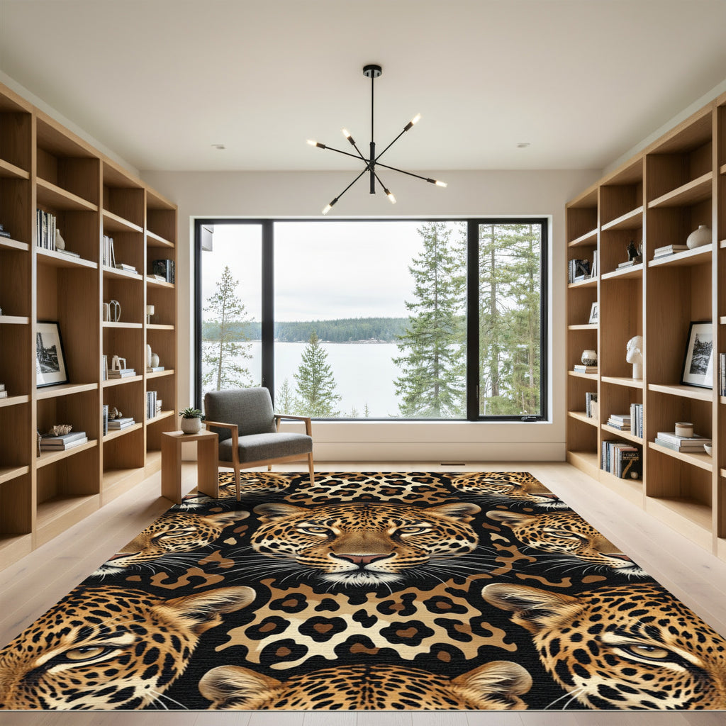 Leopard Print And Faces Rug