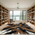 Abstract Brushstroke Ink Splatter Earthy Rug