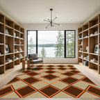 Brown Orange Diamond Geometric Rug