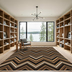 Earthy Brown Zigzag Stripe Lines Rug