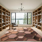 Geometric Hexagon Gold Tone Nude Rug