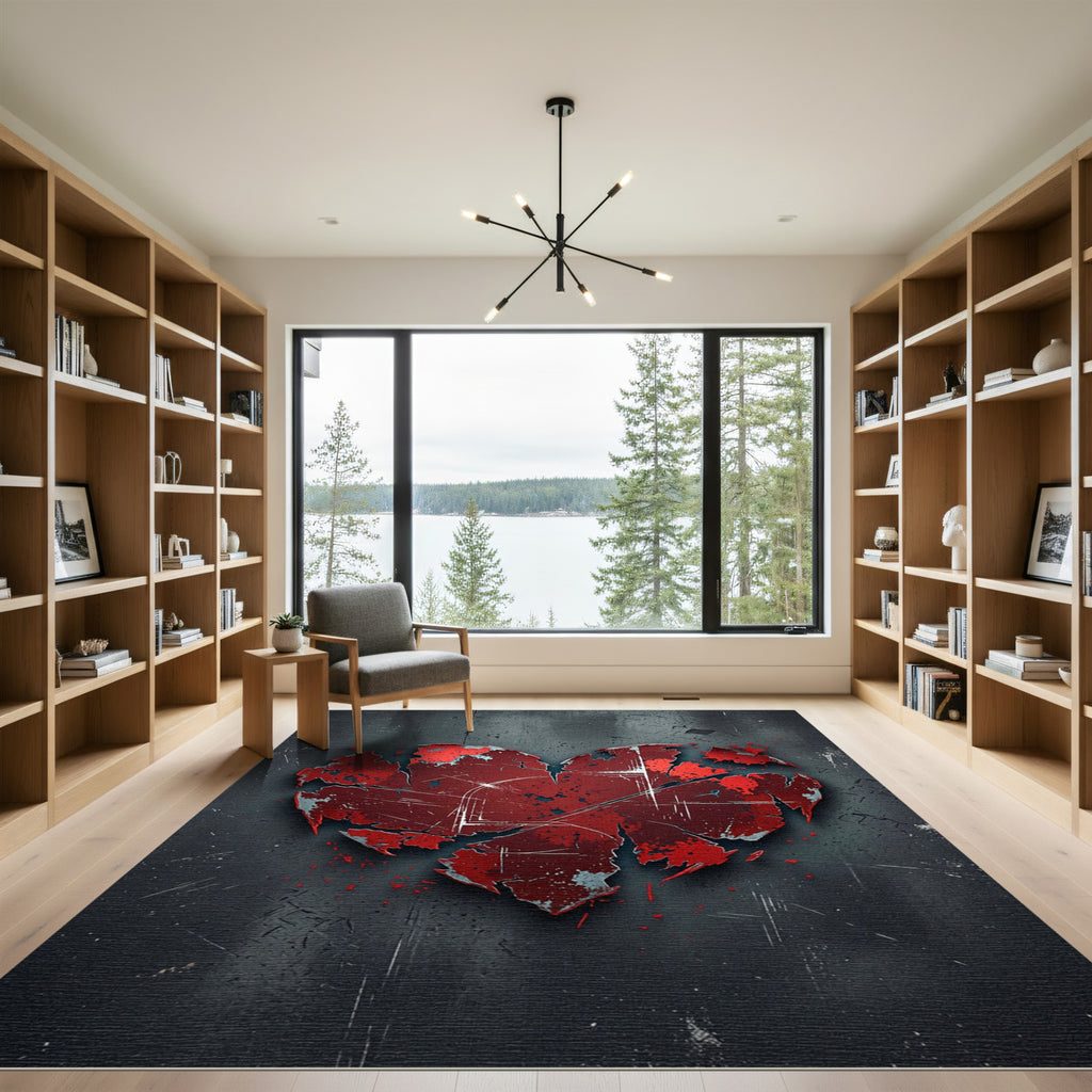 Grit Red Cracked Heart Rug