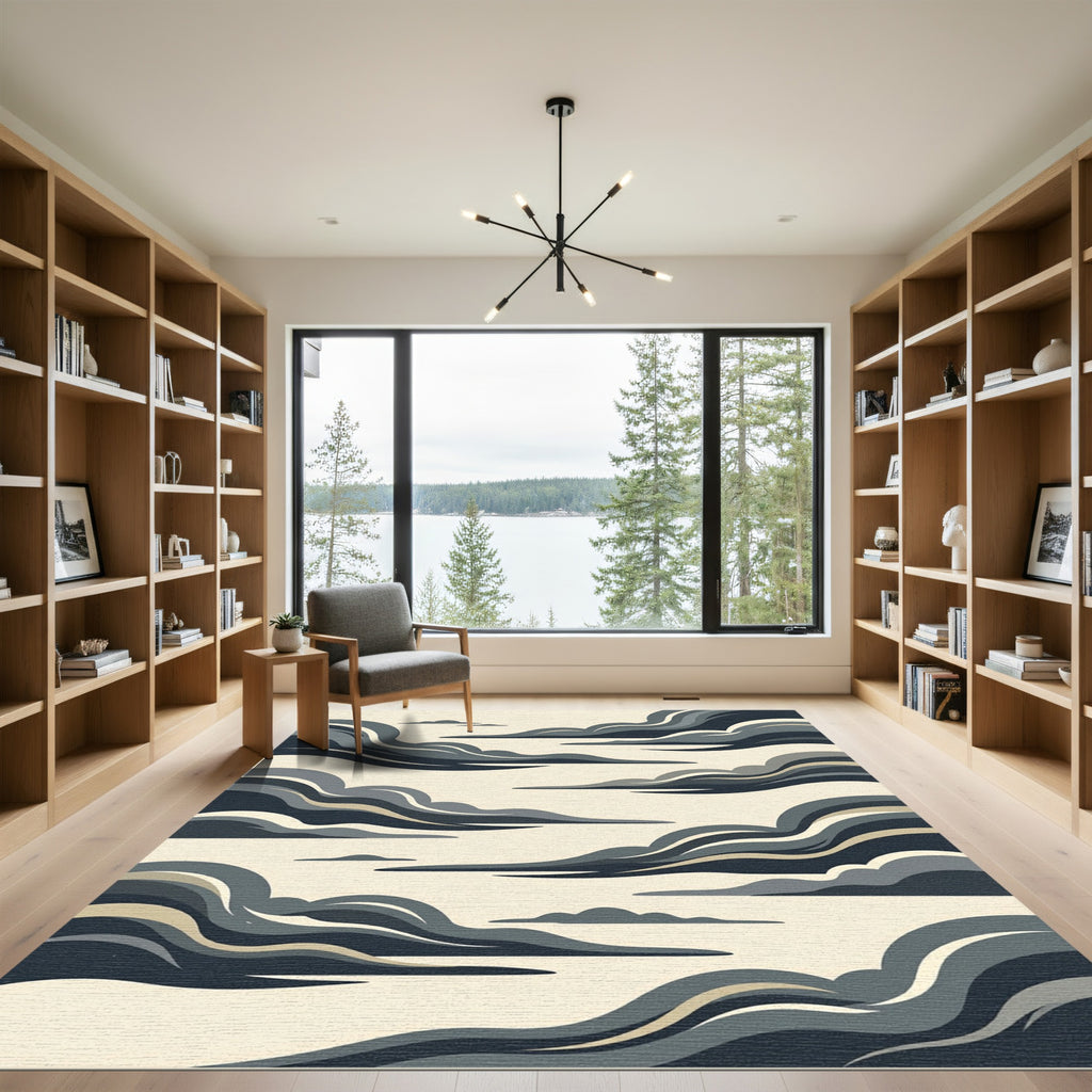 Minimalist Stormy Gray Abstract Cloud Rug