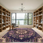 Ornate Purple Floral Paisley Medallion Rug