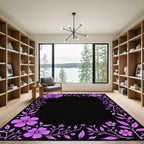 Vibrant Orchid Floral Vine Border Rug