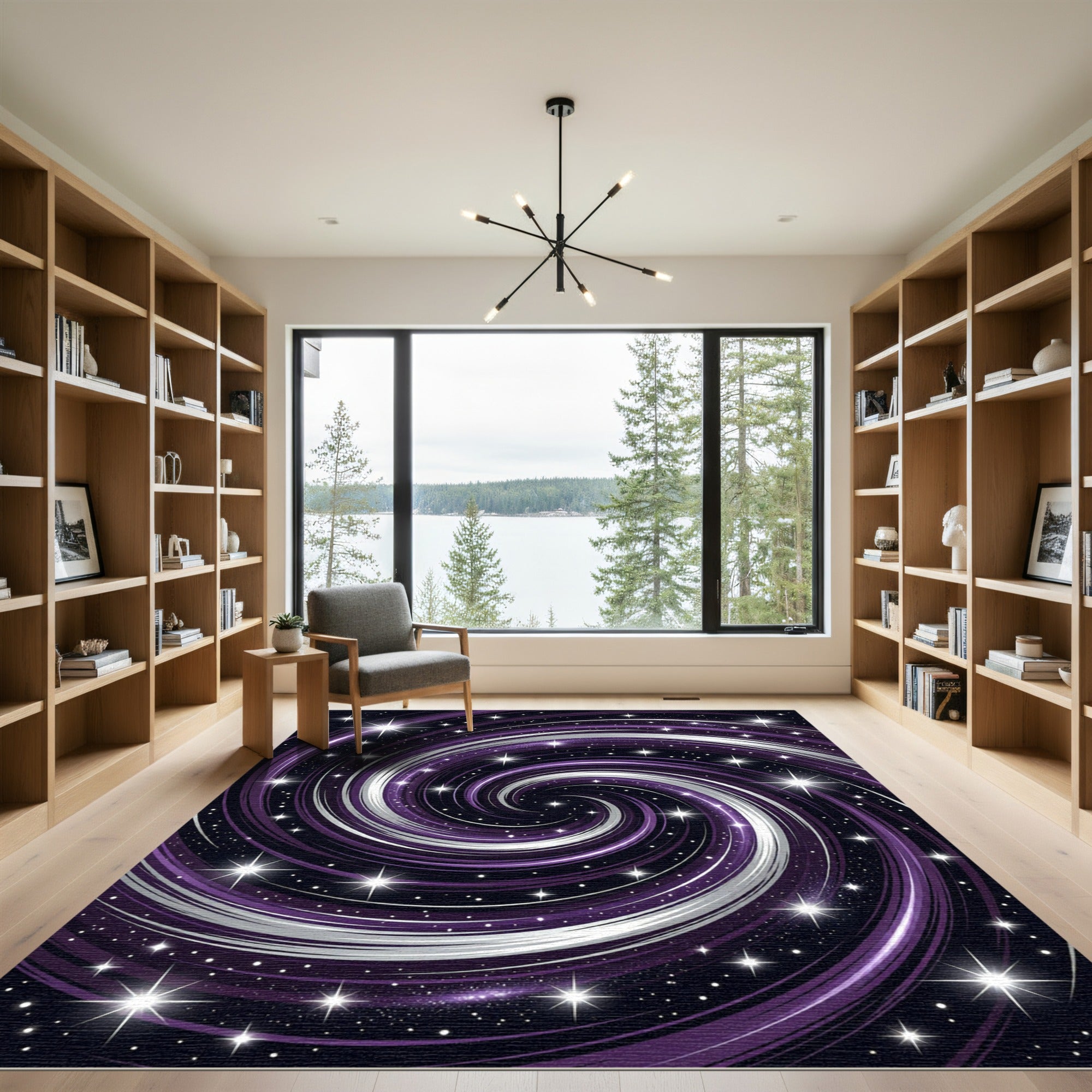 Cosmic Purple Interstellar Swirl Galaxy Rug