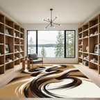 Abstract Black and Bronze Swirl Rug