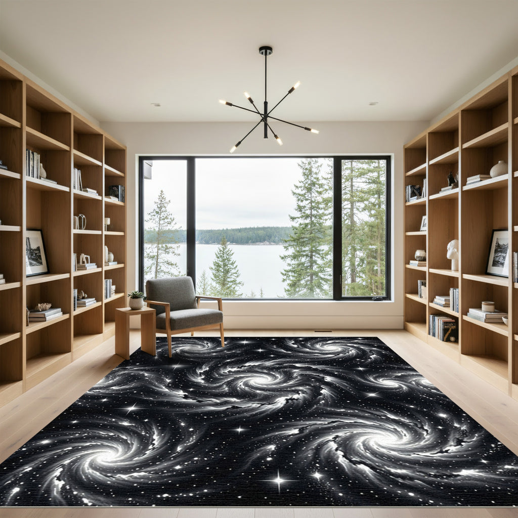 Cosmic Swirling Nebula Starry Night Rug