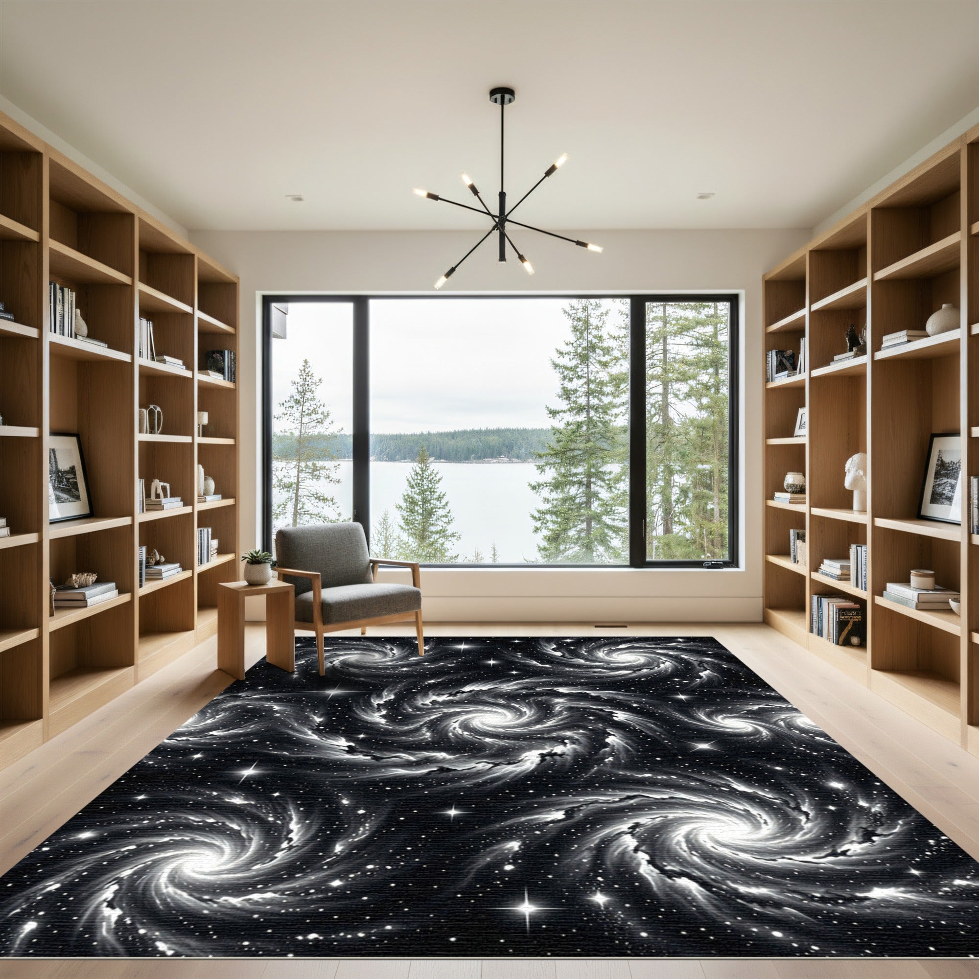 Cosmic Swirling Nebula Starry Night Rug