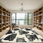 Playful Tabby Black Cat Collage Rug