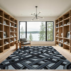 Dark Gray Interwoven Geometric Knot Rug