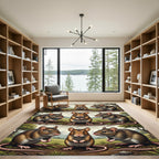 Whimsical Meadow Mouse Grid Composition Rug