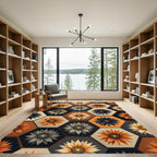 Geometric Hexagon Flower Autumn Honey Rug