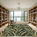 Golden Wheat Stalks Botanical Illustration Rug