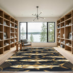 Art Deco Gold Fish Midnight Crest Rug