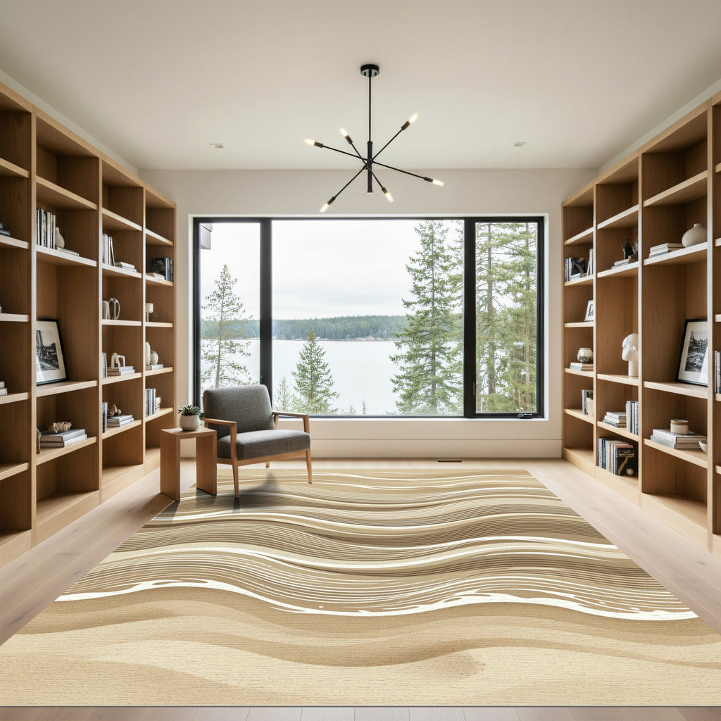 Earthy Tone Rippled Wave Rug