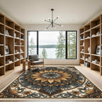 Golden Floral Medallion Art Nouveau Rug