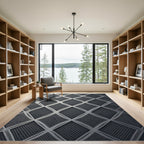 Sophisticated Silver Geometric Diamond Web Rug