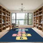Playful Chalk Hopscotch Pastel Number Floor Rug