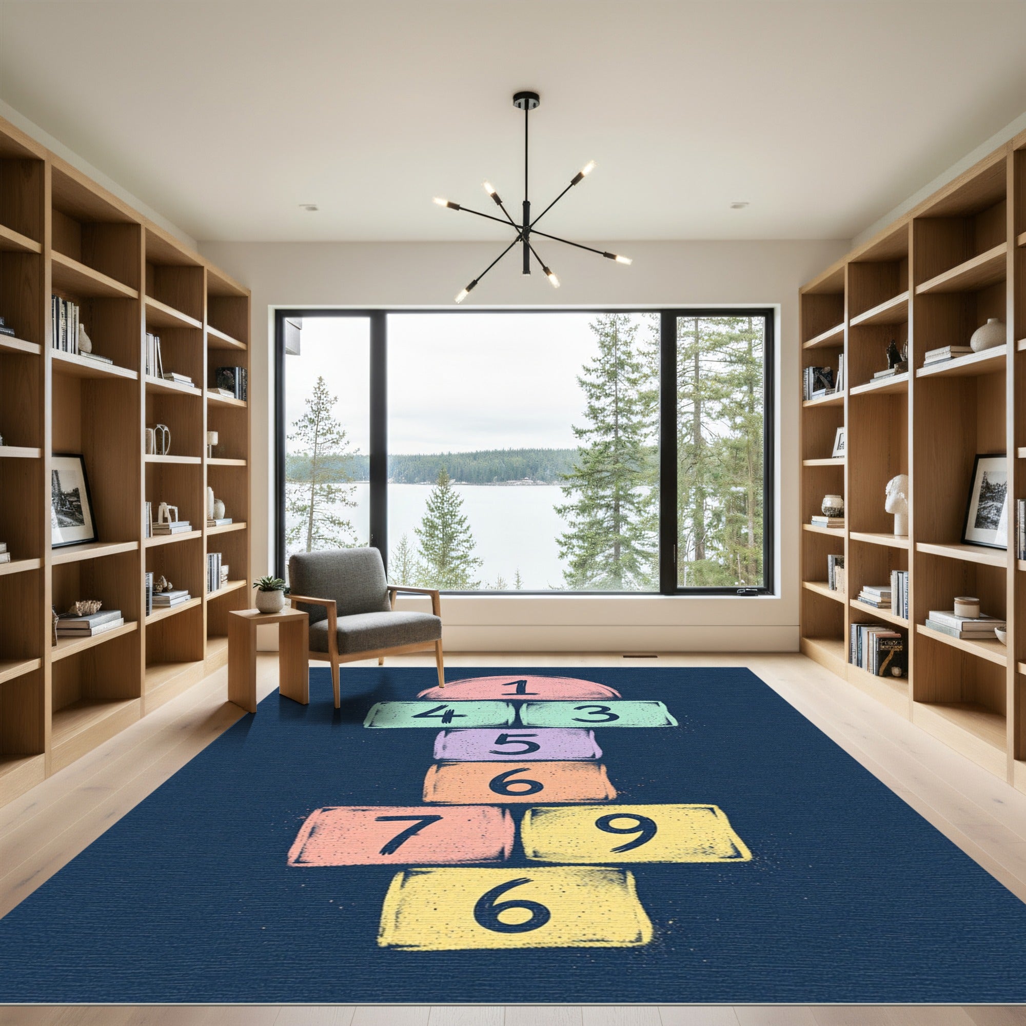 Playful Chalk Hopscotch Pastel Number Floor Rug