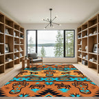 Southwestern Bear Paw Horse Earthy Tapestry Rug
