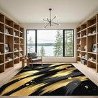 Bold Gold Gray Brush Stroke Rug
