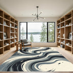 Modern Charcoal Gray Swirl Rug
